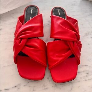 Proenza Schouler red kid slide sandals